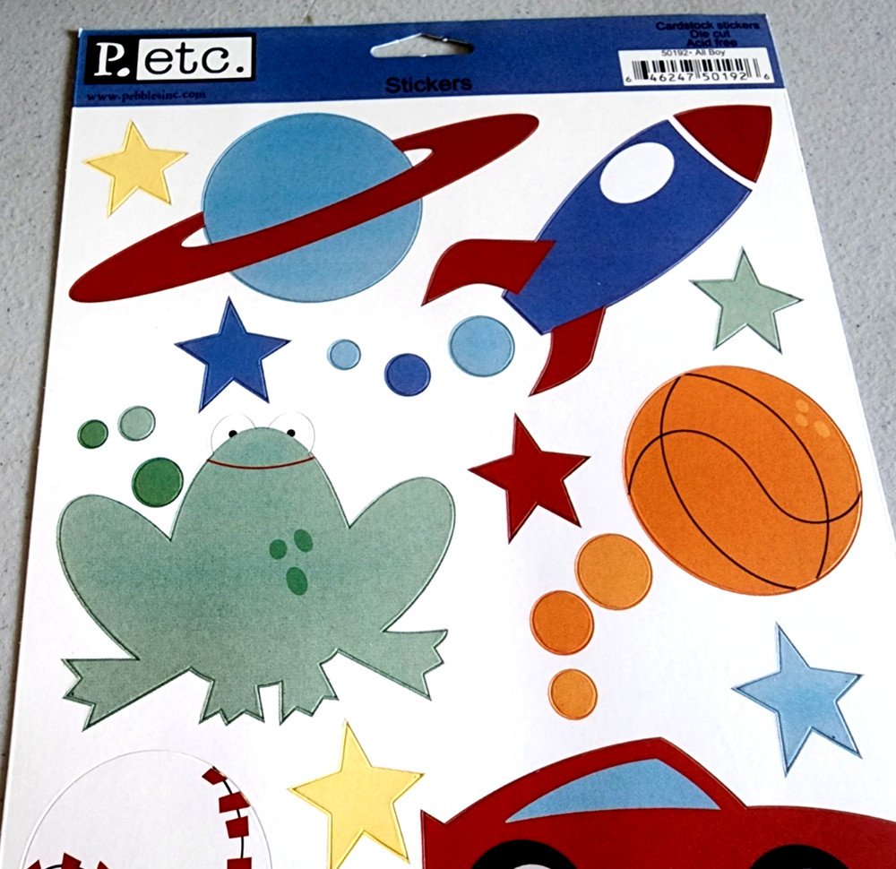 Pebbles Retro Boy Toys Bugs Cardstock Stickers Scrapbooking 2011 6×12 NOS