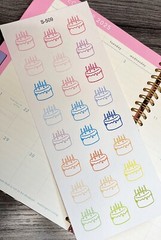 Happy Birthday,Birthday Cake,Party, Gift, Handmake Erin Condren Planner Sticker
