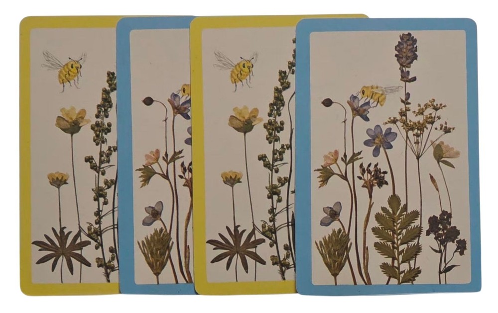 Blue Yellow Wildflowers Flowers Bees Cards for Junk Journal Scrapbook Collage