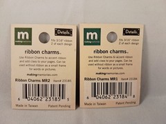 MAKING MEMORIES Ribbon Charms (2) – Mini Square Variety Pack 1 & 2 – 8 Charms
