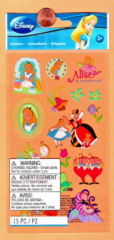 Disney’s Alice in Wonderland Stickers – Cheshire Cat, Queen of Hearts – Free S/H