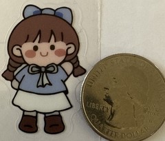 LITTLE GIRL W/CAKE Mylar Stickers(4pc)Kid•Bunny Rabbit•Flowers•Bear•Card Making•