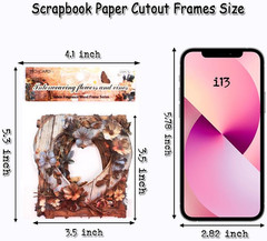Scrapbook Embellishments 3D Cutout Frame for Scrapbooking Supplies, 60Pcs Vintag