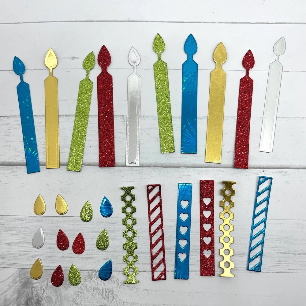 Die Cuts Layering Candles 18 Pieces *You Choose Color* Foil Mirror Glitter Speci