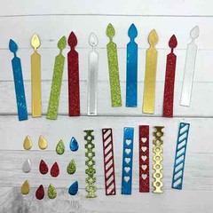 Die Cuts Layering Candles 18 Pieces *You Choose Color* Foil Mirror Glitter Speci