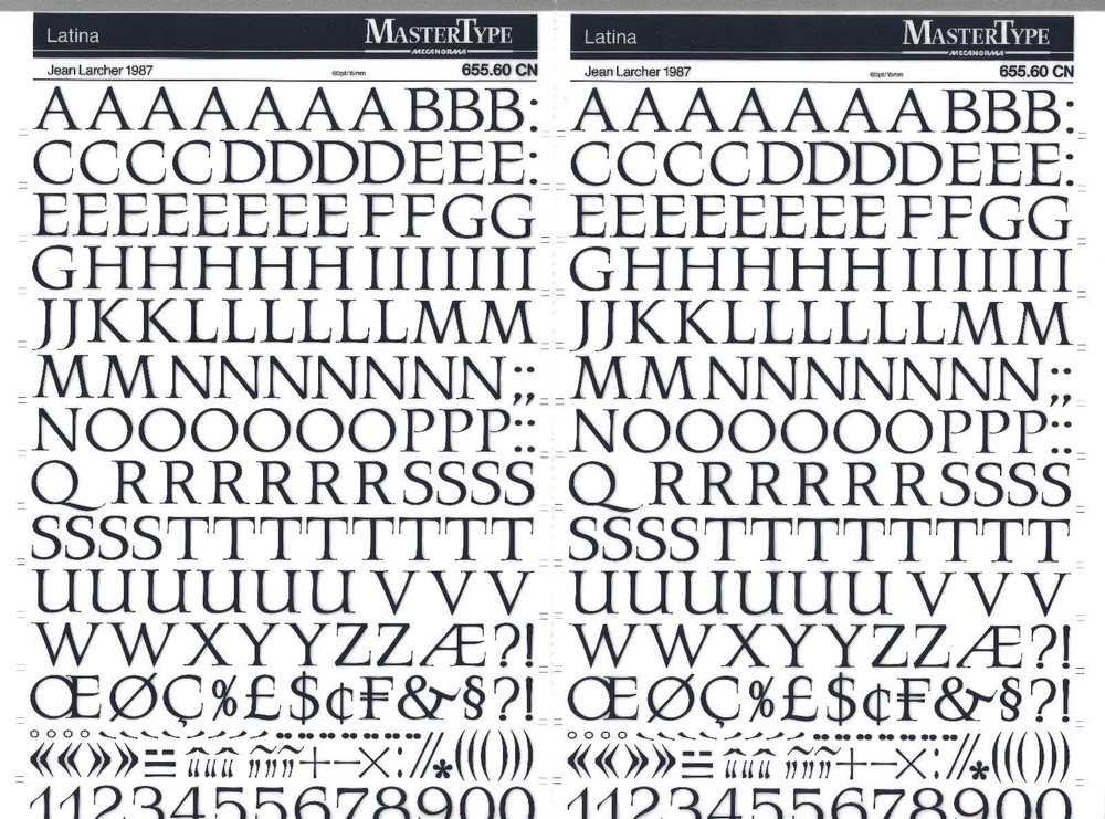 MECANORMA Transfers Lettering A3, Fonts, Design,Typo #249 LATINA 15mm