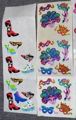 Vintage Sandylion Sticker Sheet Lot Sneakers Mardi Gras Buttons Birthday Clowns