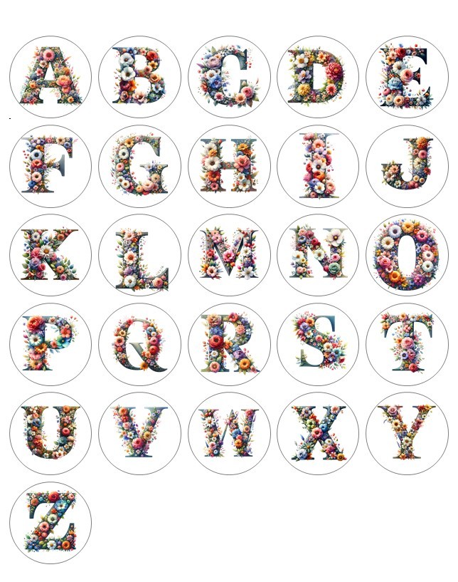 Initial Wildflower Letters Flower Handmade Stickers Scrapbook Envelope Labels