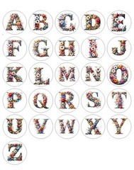 Initial Wildflower Letters Flower Handmade Stickers Scrapbook Envelope Labels