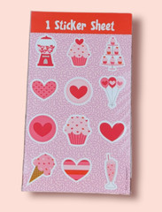 144pc Stickers Pink Heart Flower Sticker 12 Sheets Birthday, Valentine NEW Rare