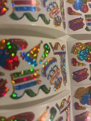Vtg 1980s stickers Hambly Studios Mylar Foil Shiny Birthday Stickers Set 8 (a21