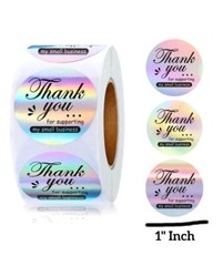100 THANK YOU 1″ ASSORTED ENVELOPE STICKERS LABELS SEALS FEEDBACK Holographic