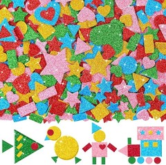 625Pcs Glitter Foam Stickers Foam Heart Star Circles Shape Sticker Self Adhesive