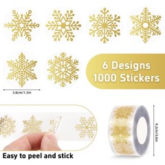 1000 Holiday Stickers for Cards, Valentine Stickers Roll – 6 Unique Snowflake…