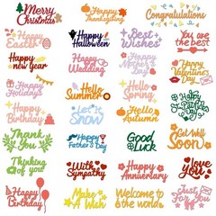 78pcs Holiday Word Die Cuts for Card Making, Birthday, Wedding, Halloween, DIY S
