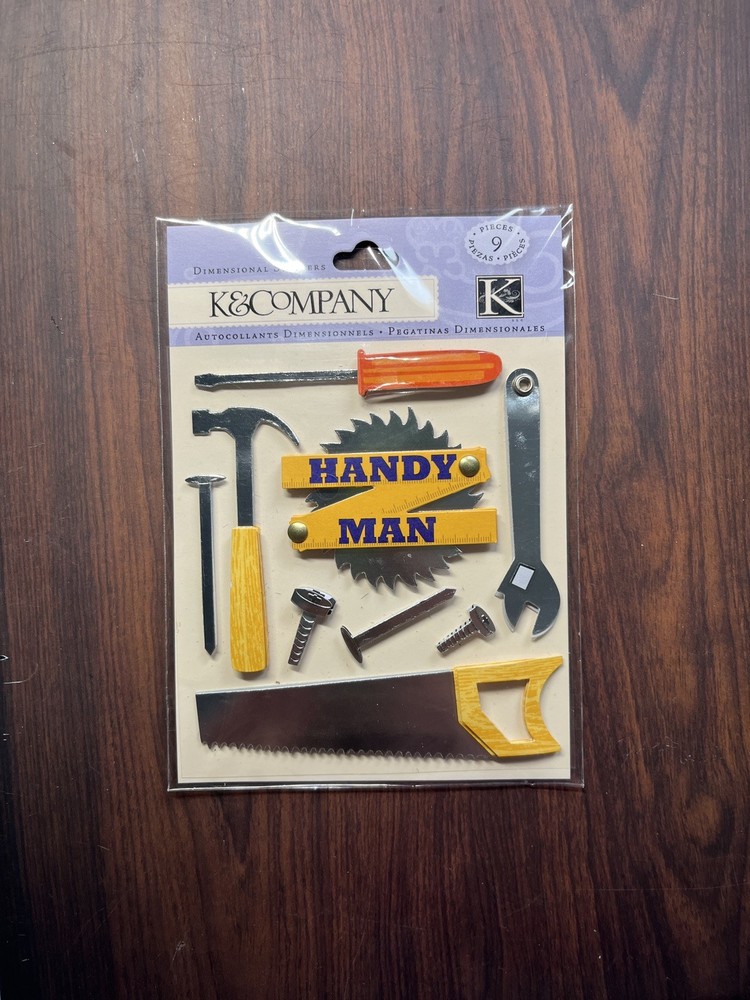 K&Company Dimensional Stickers-Handy Man Tools Screws Hammer Screwdriver Saw