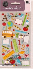Stickopotamus School Theme Stickers – Bus, Ruler, Books, Globe, Glue, Pencil