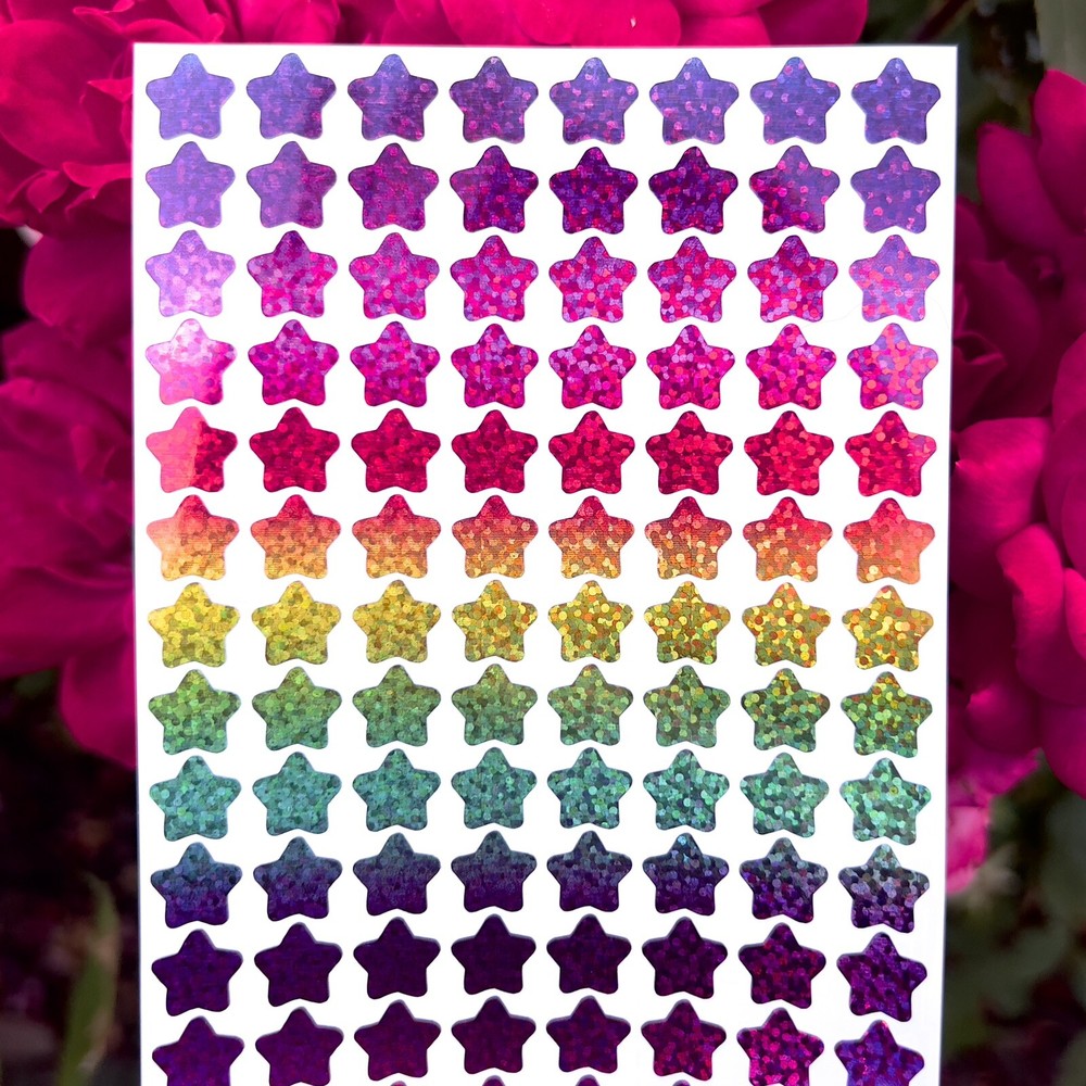 Rainbow Ombre Holographic Sparkle Star Sticker Sheet! – Choose a Size!