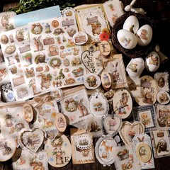 Easter Rub On Transfers for Wood & Paper Spring Floral Bunny Decal Stickers