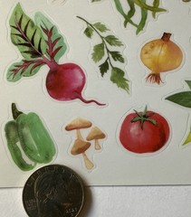 VEGETABLE Mylar Stickers(22pc) Paper Studio•Thanksgiving•Food •Beet•Card Making