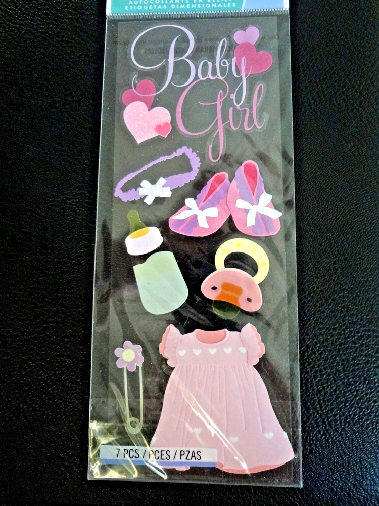 Crafts Jolee’s Stickers Baby Girl Pink Dress Booties Pacifier Heart (DC)