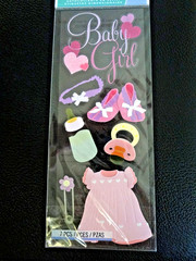 Crafts Jolee’s Stickers Baby Girl Pink Dress Booties Pacifier Heart (DC)