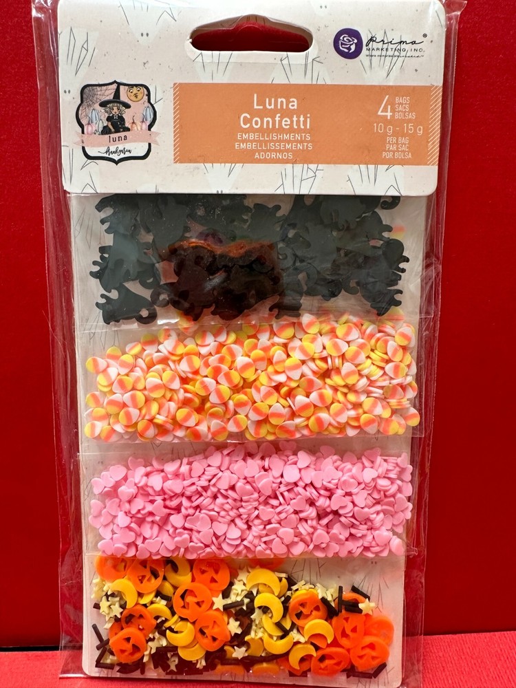 Prima Luna Confetti SHAKER FILL Cats, Candy Corn ,Hearts, Pumpkins, Moons, Stars