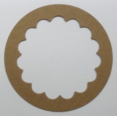 {4} CIRCLE SCALLOP – Bare Unfinished Frame Chipboard Die Cuts – 3 5/8″