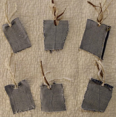 Six OOAK Junk Journal Denim Tags VTG Ephemera Scrapbooking Embellished Handmade