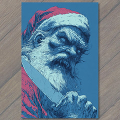 STICKER Killer Santa Horror Christmas Angry Holiday Comic Graphic Blue Red Art