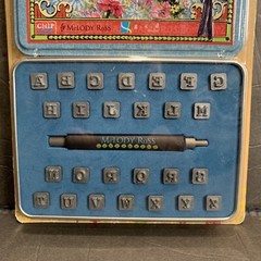Lot of Melody Ross Chip Art Leather Metal Alphabet Stamps, Block, and Mallot