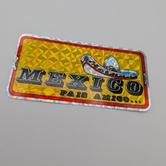 Vintage Holographic Sticker Mexico Sombrero Pais Amigo 3×6 – Mexico, Friendly