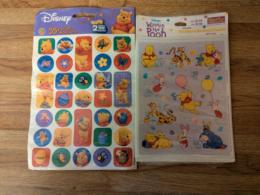 Vtg Winnie Pooh Stickers Lot Sandylion Hallmark Disney Scrapbook 2 Sealed Packs