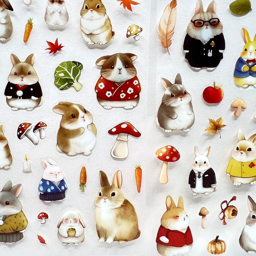 Best Dressed Bunny Stickers 4 Sheets Easter Junk Journal Collage Scrapbooking
