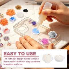 20mm Resin Rose Flatback Charms, 60 Pcs Cabochon Embellishment, Shiny White