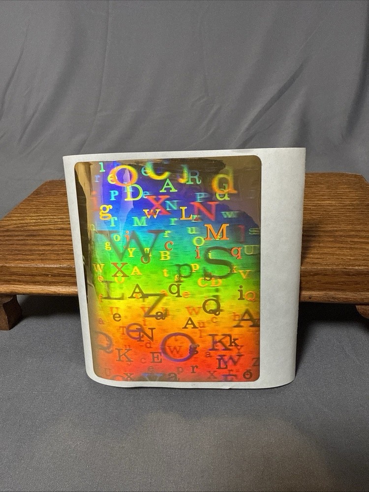 Retro Prism Hologram Alphabet Sticker Pair Vintage Rainbow Letters#12