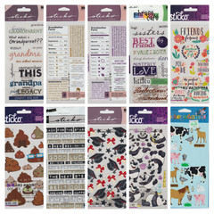 EK SUCCESS STICKO-ANIMALS-FLOWERS-ALPHBETS-PHRASES-SYMBOLS-SCRAPBOOK STICKERS
