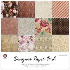 Vintage Flora 12×12 Scrapbook Paper Pad 36 Sheets Double Sided Cardstock Craftin