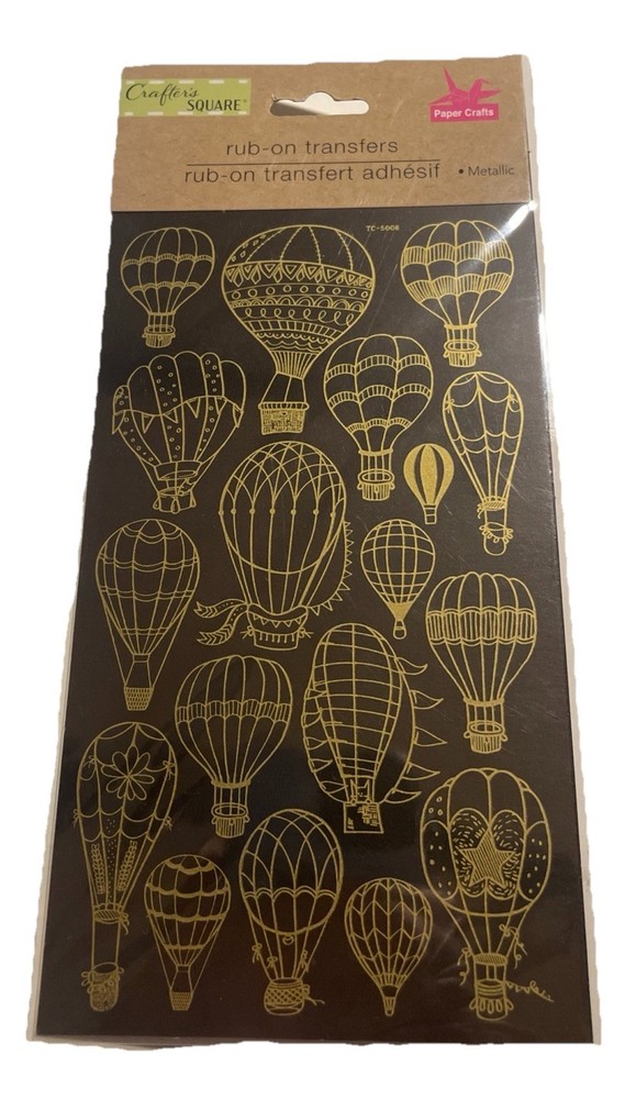 Lot Of 5 Hot Air Balloon Metallic Rub On Transfers Sticker Crafts For Glass