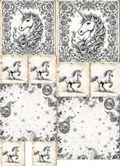Unicorn Decoupage Rice Paper For Ornament-Wood Art Collage A4 1 Sheet