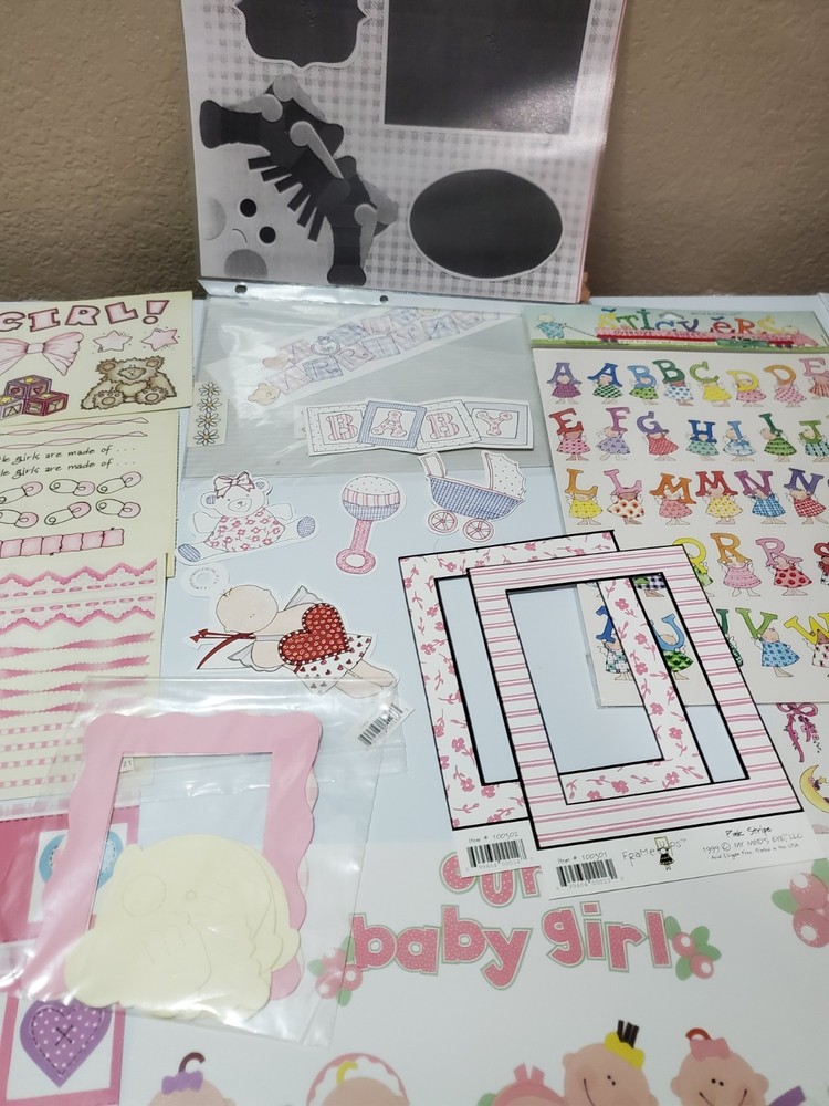 Baby Girl Scrapbook Lot, Stickers & Embellishments – Vintage