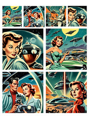 1950s Retro Futurism Astronaut Space Crafting STICKERS – Just Cut & Use!