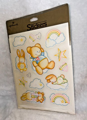 New VTG Sealed 1984 Hallmark Baby Teddy Bear Bunny Rainbow Cloud Star Stickers