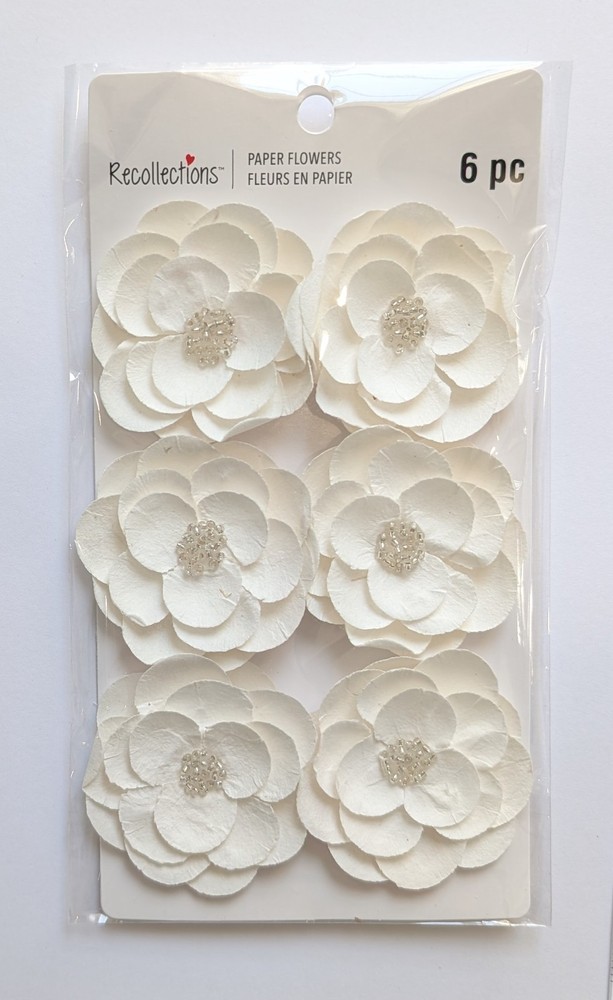 White Mulberry Paper Flowers Scrapbooking Embellishments By Recollections