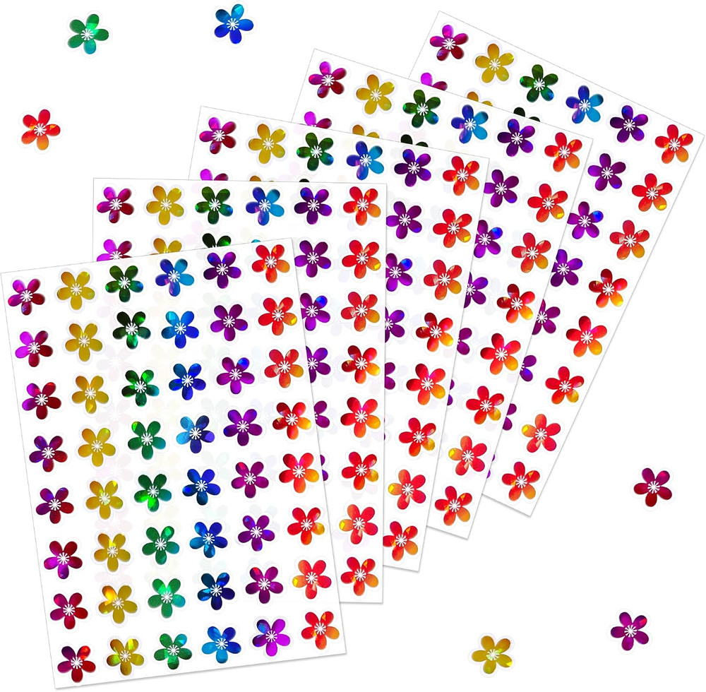 1,536pcs Holographic Flower Stickers 0.6″,Sparkly Floral Reward Stickers for …