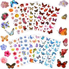 266 Pcs Scrapbook Stickers, Flower Butterfly Stickers Kit for Junk Multicolor