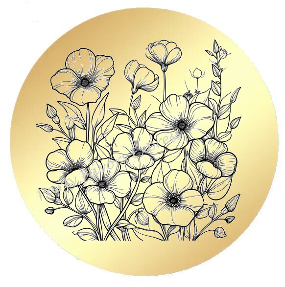 GOLD FOIL FLOWERS ENVELOPE SEALS LABELS STICKERS PARTY FAVORS