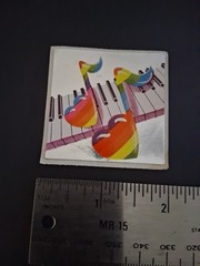 Vintage Stickers Lisa Frank Rainbow Hearts Music Notes Foil Sticker Mod 80s FLAW