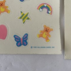 Vintage Sticker Sheets Hallmark Cards 1985 Rainbow Butterfly Bear Heart Star