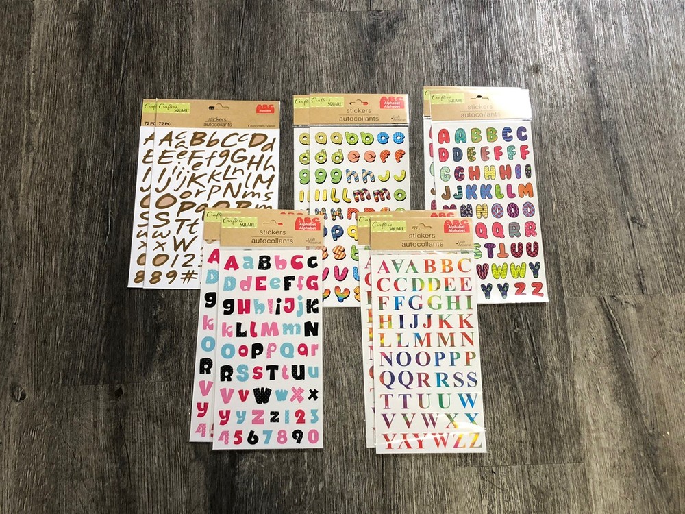 Crafters Square Lot Of 10 Sets Of Alphabet Stickers All Brand New
